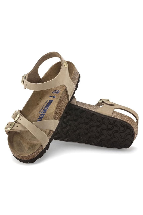 Kumba Soft Footbed Nubuck Leather Sandals - Crisscross Comfort with Adjustable Ankle Strap and Cushioned Soft Footbed