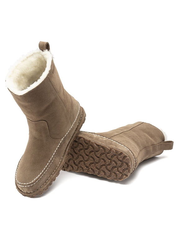 Lahti - Warm and Stylish Mid-High Boot with Deep Blue Footbed, Soft Suede, and Shearling Lining - Multiple Sizes & Colors