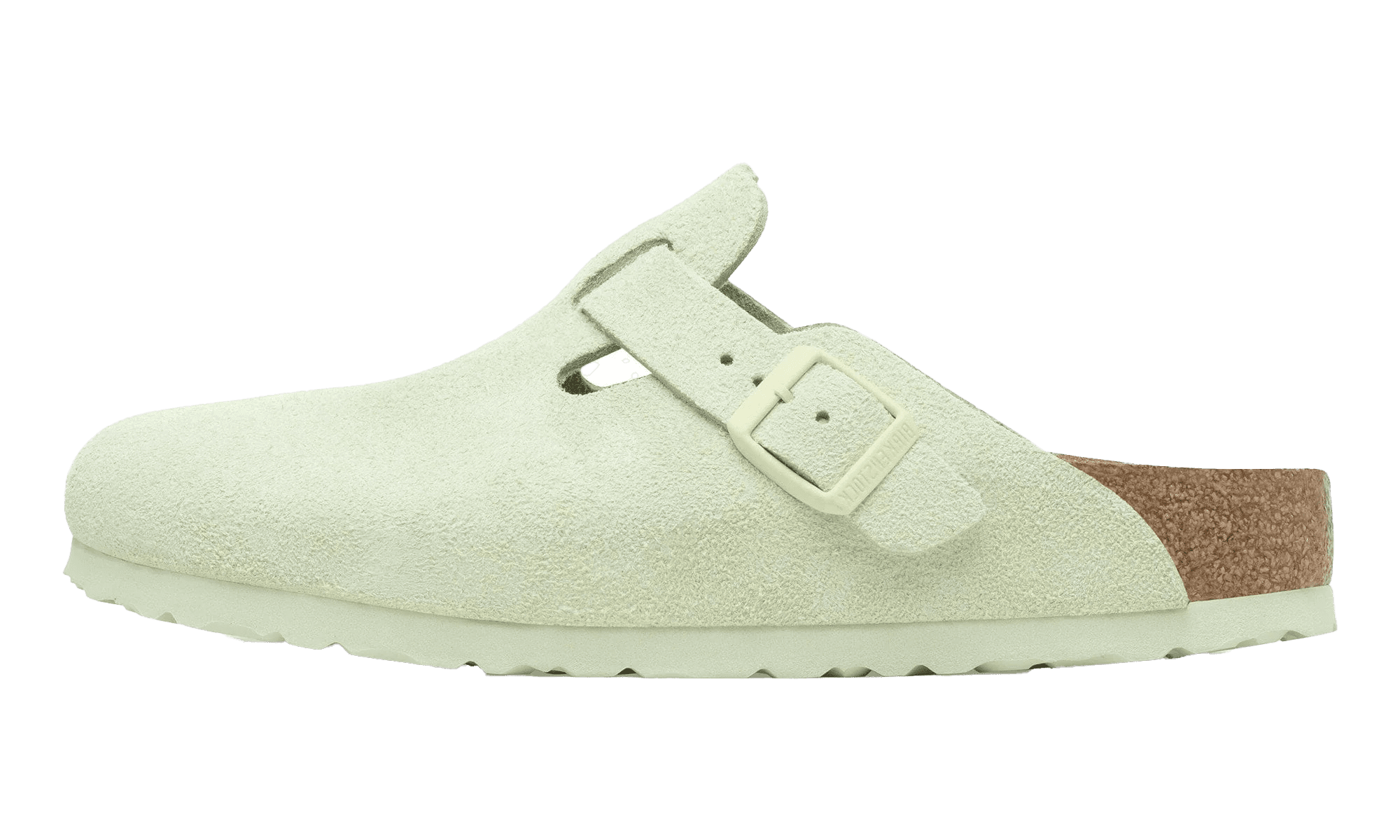 BIRKENSTOCK MENS Boston Soft Footbed Suede Leather "Faded Lime" 1027648 1027648 from Stadium Goods