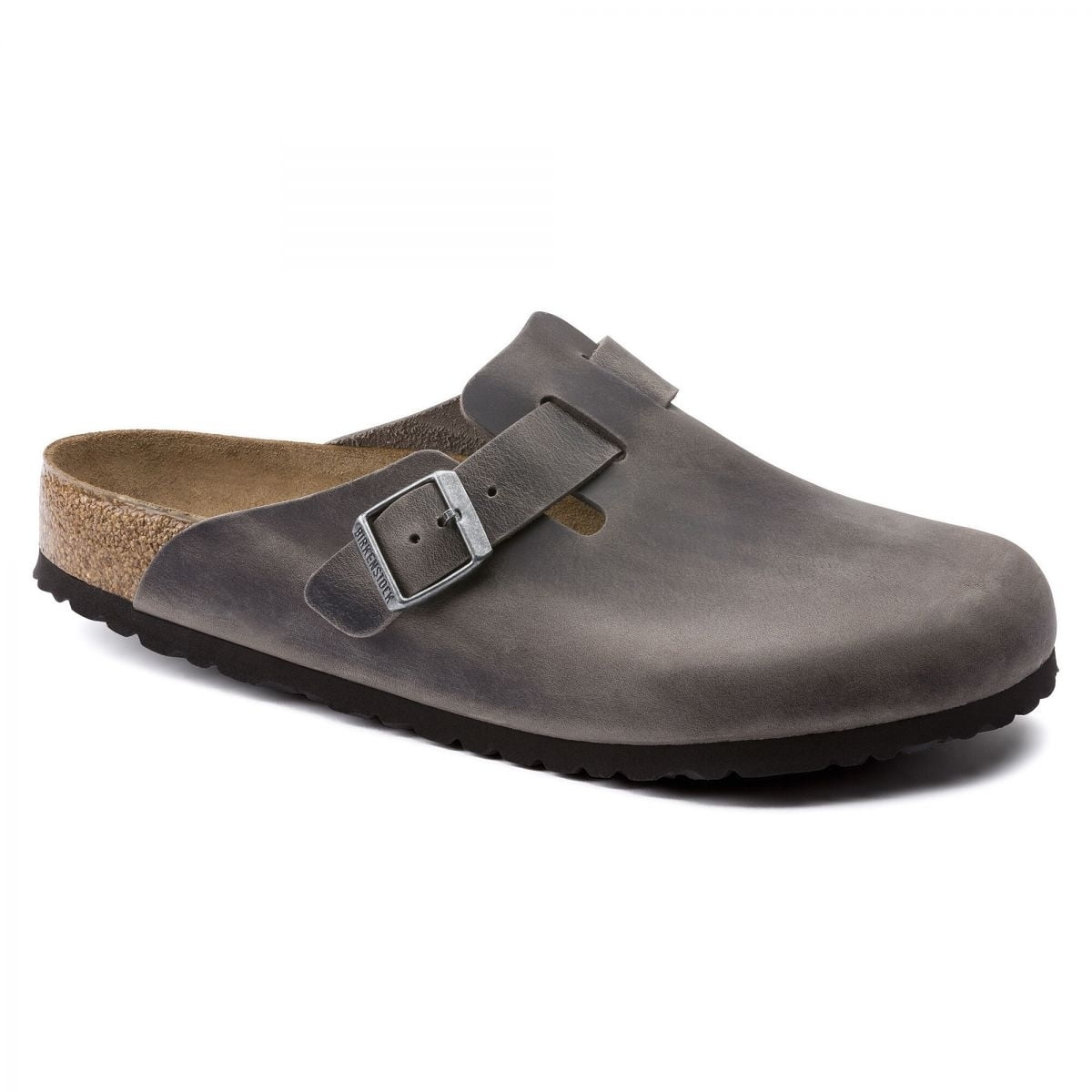 BIRKENSTOCK Unisex Boston Soft Footbed Iron Oiled Leather (Narrow width) - 1013256 Iron