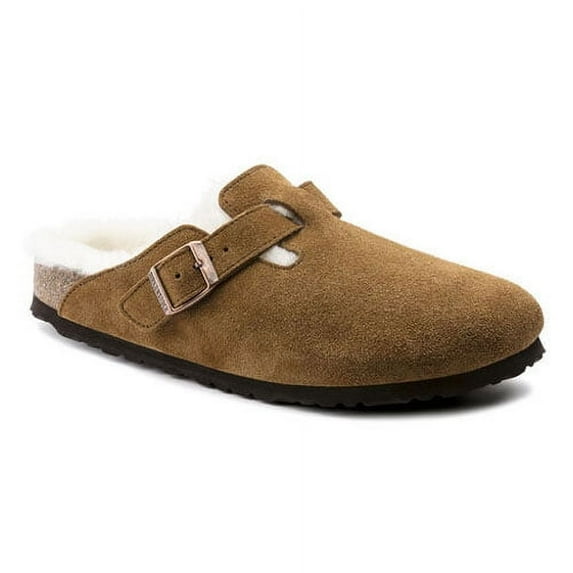 BIRKENSTOCK Women's Boston Shearling Clog Mink Suede/Natural Shearling - 1001140