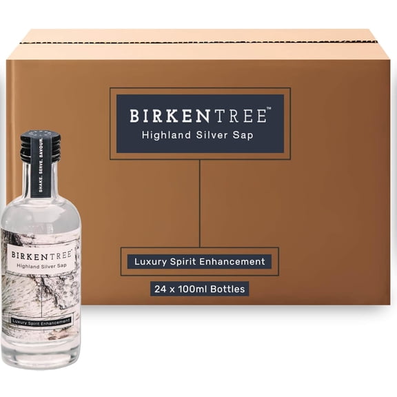 BIRKENTREE Highland Silver Sap 100% Pure Birch Sap Drink, Natural Non-Alcoholic Birch Water, 0.0% ABV 24 x 100ml