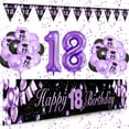 thumbnail image 1 of BIRLON 18th Birthday Decorations, Girl Birthday Party Supplies, Happy Birthday Poster and Pennants, Purple Balloon, Black Balloon, Happy Birthday Printed Balloon, for Lady 18th Birthday, 1 of 5