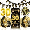 thumbnail image 1 of BIRLON 30th Birthday Decorations, Men and Women Birthday Party Supplies, Happy Birthday Poster and Pennants, Black Balloon, Gold Balloon, Happy Birthday Printed Balloon(Black Gold), 1 of 5
