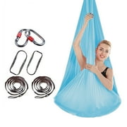 BIRLON Aerial Yoga Hammock Swing Set with Fitness Training Accessory, for Beginners and Professional(Blue)