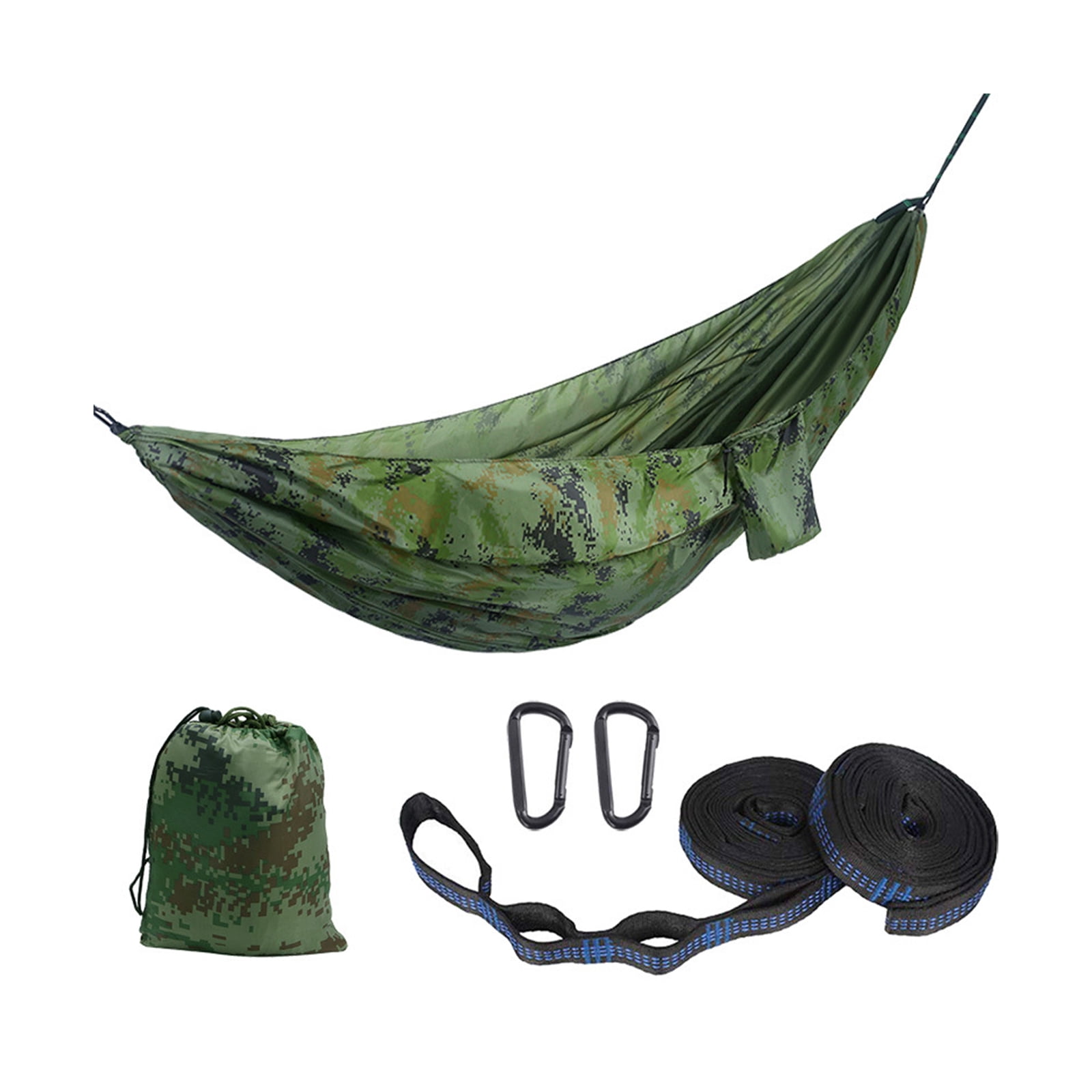 BIRLON Camping Hammock with Tree Strap and Carabiner, Lightweight Nylon Parachute Single Hammock, 106.3 x 55.1 inches(Camouflage)