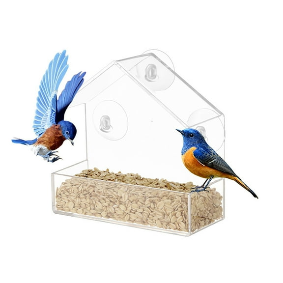 BIRLON Extra Strong Suction Cups Window Bird Feeder,Transparent Acrylic Bird House