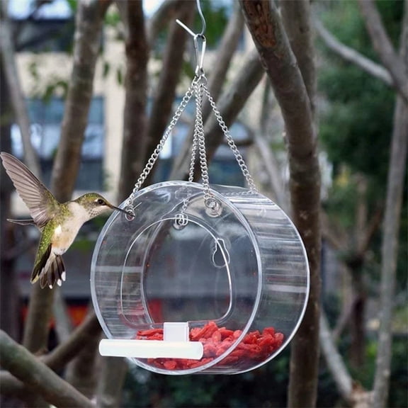 BIRLON Transparent Windowsill Bird Feeders for Small Birds, Acrylic Hanging Bird House