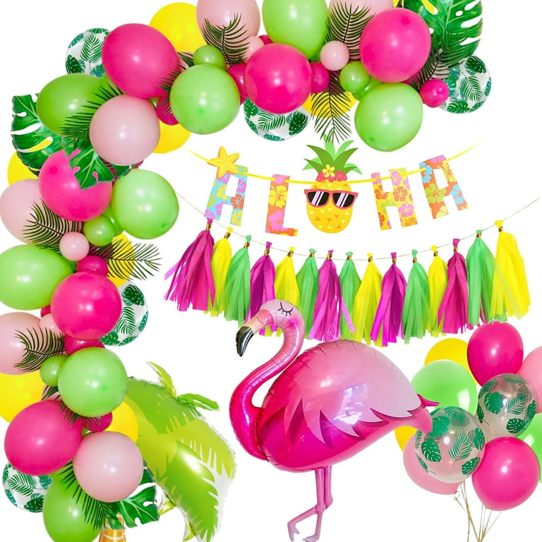 Hawaiian Summer Party Decoration  Flamingo Birthday Decorations - 128pcs  Party - Aliexpress