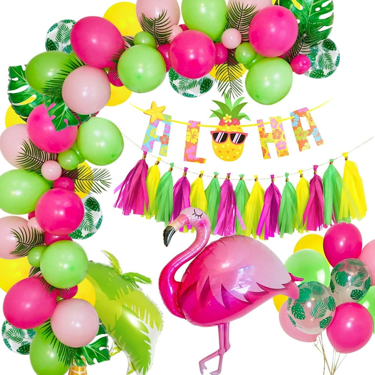 BIRLON Tropical Hawaiian Party Decorations with Large Flamingo
