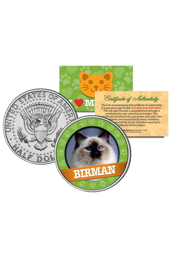 BIRMAN Cat JFK Kennedy Half Dollar US Colorized Coin