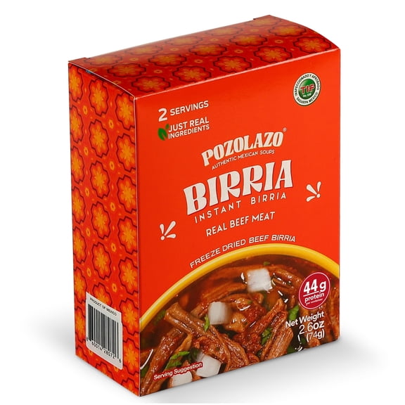 POZOLAZO | Instant Birria Soup | Mexican Beef Stew | Real Freeze-Dried Meat | 2-Serving Box | Authentic Red Chile Broth & Spices