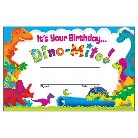 BIRTHDAY DINO-MITE PALS RECOGNITION AWARDS