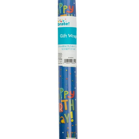 Multicolor Happy Birthday Gift Wrap Paper, 12.5 sq ft, by Way To Celebrate