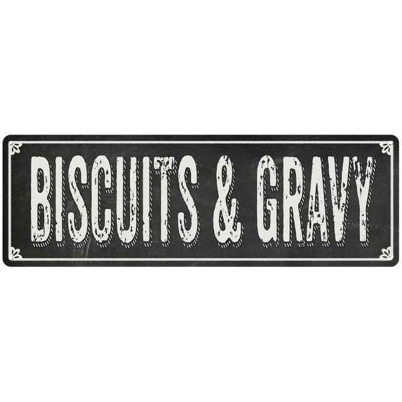 BISCUITS & GRAVY Shabby Chic Black Chalkboard Metal Sign 8x24 Decor 108240050072