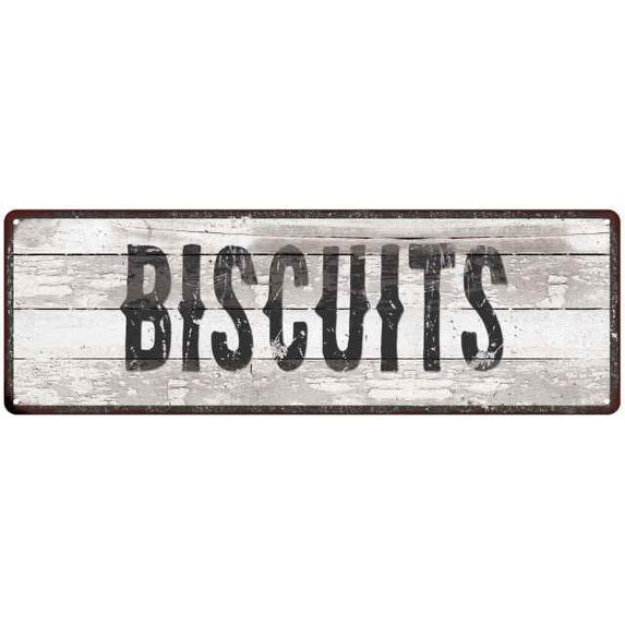BISCUITS Ship Lap Look Country Chic 6x18 Metal Sign Wall Decor 206180044031
