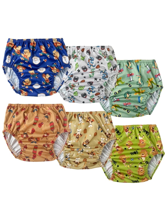 6 Packs Rubber Pants for Toddlers Rubber Training Pants for Toddlers Good Elastic Waterproof Diaper Cover Boy 2t
