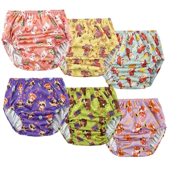 BISENKID 6 Packs Waterproof Plastic Training Pants for Toddlers Training Underwear Girls Good Elastic Plastic Underwear for Toddlers Girls 4t