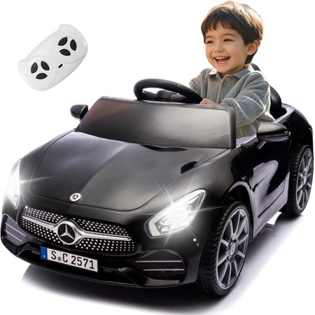 BISHE 12V Licensed Mercedes-Benz CLS 350 Kids Ride On Car, Electric Vehicle with Remote Control, MP3, LED Lights, Max Speed 3mph for Girls Boys, Black