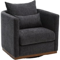 BISHE 360° Swivel Barrel Chair with Ergonomic Design, Comfortable Round Accent Chair for Living Room, Nursery, Bedroom, Office, Lounge, No Assembly Required (Carbon Black Chenille)