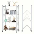 thumbnail image 1 of BISHE 4-Tire Shelf Metal Storage Rack, Metal Shelf 27.9"x13.4"x47.4, Foldable Storage Shelf with Wheels, Garage Shelving Steel Storage Shelves, White, 1 of 6
