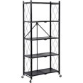 thumbnail image 1 of BISHE 5-Shelf Foldable Storage Shelves with Wheels, Heavy Duty Shelving Unit, Freestanding Metal Wire Shelf Rack, No Assembly Organizer Rack for Garage Kitchen, Basement, Pantry, Black, 1 of 7