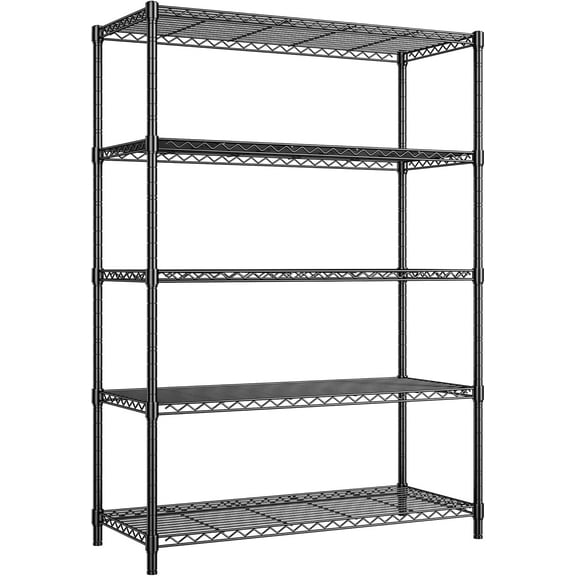 BISHE 5-Tier Wire Storage Shelving Unit, Adjustable Metal Shelving, 71" H X35.5 W X13.8 D, Steel Wire Shelf for Kitchen Pantry Garage, Loads 1000LBS, Black