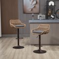 thumbnail image 1 of BISHE Adjustable Rattan Bar Stools Set of 2 with Cushion, Boho Bar Stools with Footrest, Wicker Barstools Counter Height with Backs, High Chair for Kitchen Island, Bistros, Metal Base, Gray, 1 of 7