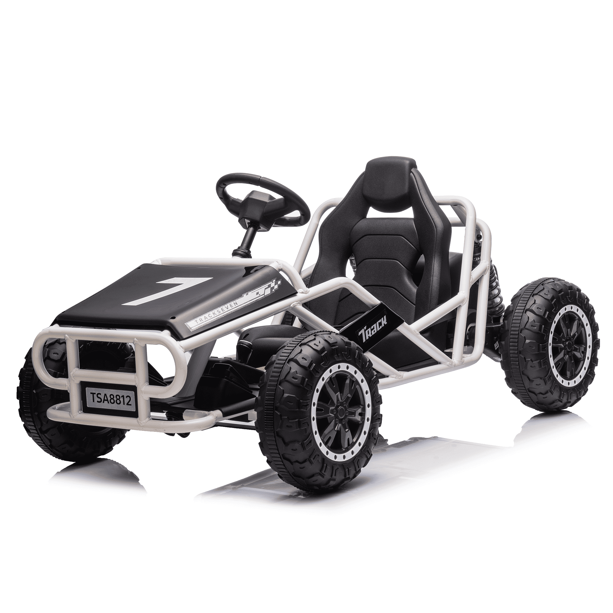 BISHE 24V Electric Go Kart for Kids, Outdoor RideOn Toy with Forward