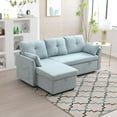 thumbnail image 1 of BISHE L Shaped Sectional Sofa with Pullout Bed, 81 Inch Convertible Sleeper with Reversible Chaise & Storage Seats, 2 in 1 Pull Out Couch with Side Pockets for Living Room, Apartment, Mint Green, 1 of 7