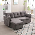 thumbnail image 1 of BISHE L Shaped Sectional Sofa with Pullout Bed, 81 Inch Convertible Sleeper with Reversible Chaise & Storage Seats, 2 in 1 Pull Out Couch with Side Pockets for Living Room, Apartment, Dark Gray, 1 of 7