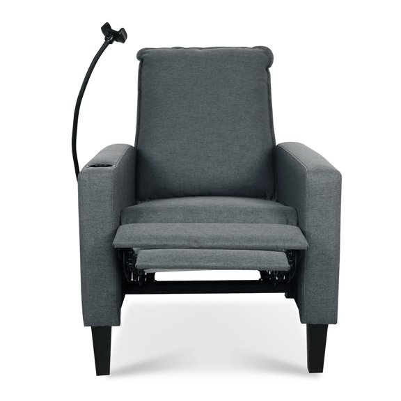 BISHE Linen Wingback Recliner Chair Mid-Century Modern Large Upholstered Arm Chair Comfortable High Back Accent Chair Single Sofa Chair for Small Spaces Living Room Bedroom Home Theater, Gray