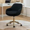 thumbnail image 1 of BISHE Mesh Swivel Office Desk Chair with Wheels 37.05" H Upholstered Desk Modern Armchair Height Adjustable Computer Task Chair Barrel Makeup Vanity Desk with Gold Metal Frame, Black, 1 of 7