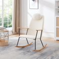 thumbnail image 1 of BISHE Modern Adjustable Headrest Pillow Rocking Chair,Upholstered Glider Rocker Chairs with High Backrest,with Armrests,Living Room,Bedroom,Balcony,Easy to Assemble,White, 1 of 10