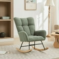 thumbnail image 1 of BISHE Modern Nursery Rocking Chair Upholstered Glider Chair with High Backrest Rocker Accent Armchair with Solid Wood Legs for Nursery Bedroom Living Room Teddy, Green, 1 of 6