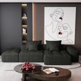 thumbnail image 1 of BISHE Modern Oversized Modular Sectional Sofa with Ottoman, Chaise Lounge, Armrest, 4 Pillows, Sparkling Chenille Fabric, 4 PCS DIY Tufted Sofa, No Assembly Required, Black, 1 of 9