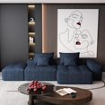 thumbnail image 1 of BISHE Modern Oversized Modular Sectional Sofa with Ottoman, Chaise Lounge, Armrest, 4 Pillows, Sparkling Chenille Fabric, 4 PCS DIY Tufted Sofa, No Assembly Required, Blue, 1 of 9