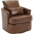 thumbnail image 1 of BISHE Modern PU Leather Recliner Chair with 360° Swivel, Comfy Barrel Accent Armchair with Cushions, Upholstered Lounge Chair for Living Room, Bedroom, Nursery, Apartment, Brown Leather, 1 of 7