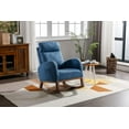 thumbnail image 1 of BISHE Modern Rocking Chair with Wood Legs and Side Pocket, Glider Recliner Armchair with High Back, Comfortable Accent Chair for Nursery, Living Room, Bedroom(Blue), 1 of 8