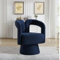 thumbnail image 1 of BISHE Modern Single Swivel Accent Chair, Boucle Fabric Barrel Lounge Chair with Round Back, Comfortable Sofa for Living Room, Bedroom, Office, and Waiting Room, Navy, 1 of 8