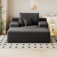 thumbnail image 1 of BISHE Oversized Upholstered Sofa Bed with 3 Pillows, 68" Corduroy Chaise Lounge Sleeper Couch, Fully Compressed Foam Loveseat for Apartment, Living Room, Bedroom, Dark Grey, 1 of 8
