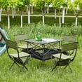 thumbnail image 1 of BISHE Set of 5, Folding Outdoor Medium Size Table and Chairs Set for Indoor, Outdoor Camping, Picnics, Beach,Backyard, BBQ, Party, Patio, Black/Green, 1 of 9