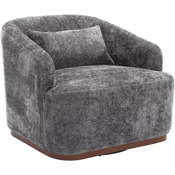 BISHE Swivel Accent Chair, Comfy Boucle Barrel Chair, 360 Degree Swivel Club Chair, Leisure Reading Arm Chair for Living Room, Nursery Bedroom (Gray)