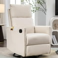 thumbnail image 1 of BISHE Swivel Rocking Chair Glider Recliner, Cotton Linen Upholstery with Adjustable Back & Footrest for Living Room, Nursery, Bedroom, Indoor Spaces, Beige, 1 of 8