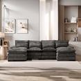 thumbnail image 1 of BISHE U-Shaped Sectional Cloud Sofa, 110" Chenille Modular Couch with Double Chaise, 4-Seater Comfy Sleeper Sofa for Living Room, Modern Oversized Upholstered Furniture, Grey, 1 of 6