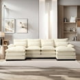 thumbnail image 1 of BISHE U-Shaped Sectional Cloud Sofa, 110" Chenille Modular Couch with Double Chaise, 4-Seater Comfy Sleeper Sofa for Living Room, Modern Oversized Upholstered Furniture, Beige, 1 of 6