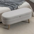thumbnail image 1 of BISHE Velvet Fabric Storage Bench with Wood Legs, Modern Bedroom Bench for Living Room, Bedroom, or Entryway, Light Gray, 1 of 9