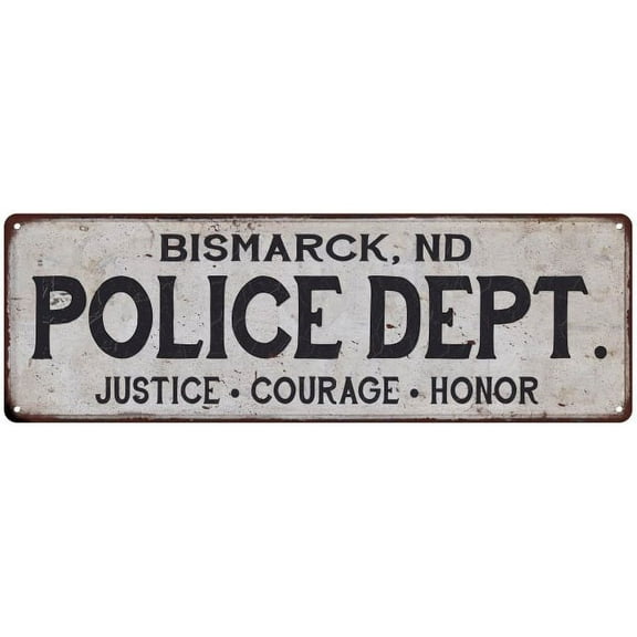 BISMARCK, ND POLICE DEPT. Home Decor Metal Sign Gift 6x18 106180012479