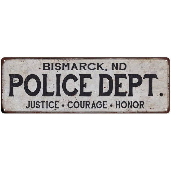 BISMARCK, ND POLICE DEPT. Home Decor Metal Sign Gift 8x24 108240012479