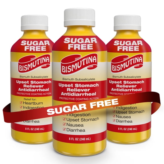 BISMUTINA Antacid & Anti-Diarrheal Liquid with Bismuth Subsalicylate, 8 fl oz, 3 Pack